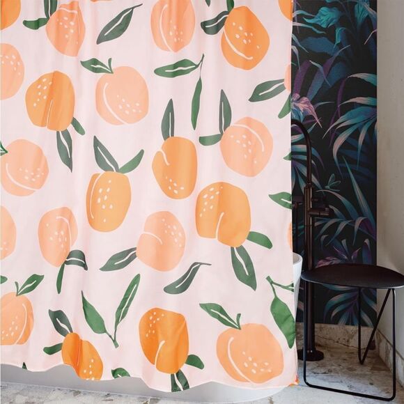 Peach Pattern Shower Curtain - Picture 2 of 6